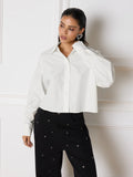 BLOUSE MARY WIT MET ZILVEREN STUDS REFINED DEPARTMENT